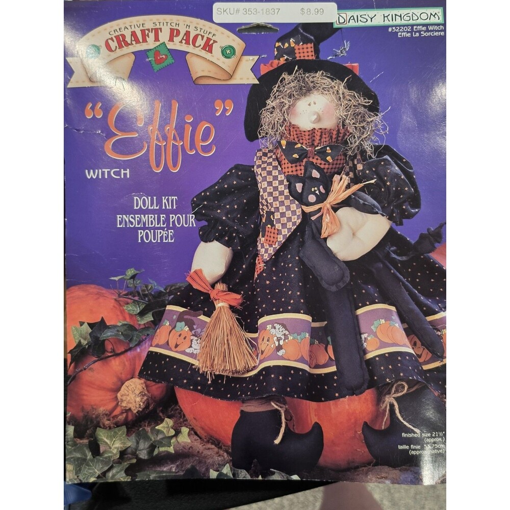 1996 Daisy Kingdom "Effie Witch" Doll Kit - Stitch 'N Stuff Craft Pack #32202